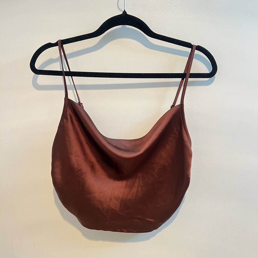 Sleek Brown Satin Cami Top Forever 21